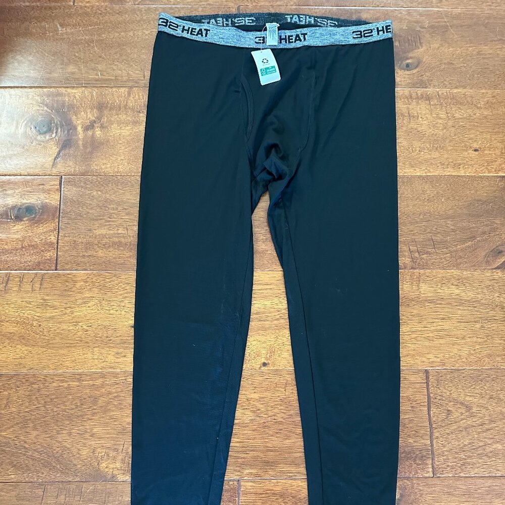 NEW 32 Degrees Men's Heat Pant Large Lightweight Wicking Base Layer Black